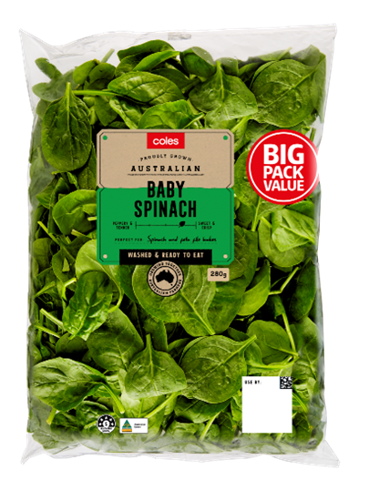 Coles Salad Family Baby Spinach 280g